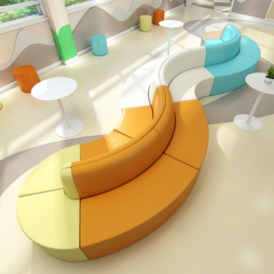 软包异形创意组合环形带靠背双面银行大厅家长休息等候区沙发凳子