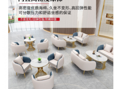 北欧售楼处酒店沙发休息区接待轻奢会客洽谈铁艺沙发桌椅组合简约图2