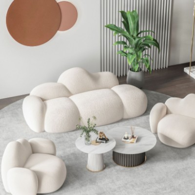 北欧弧形云朵网红沙发客厅简约现代创意沙发羊羔绒科技布创意沙发