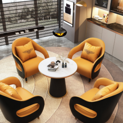 北欧轻奢售楼处接待洽谈沙发设计师会客休息区谈单沙发桌椅组合