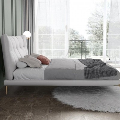 轻奢意式极简小户型床1.8米真皮双人床 现代简约网红主卧皮艺婚床