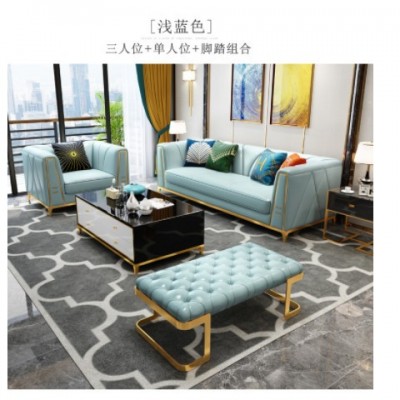 轻奢港式三人组合真皮沙发后现代简约客厅高档美式奢华真皮艺沙发