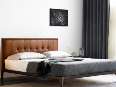 现代简约1.35米1.5北欧实木床轻奢小户型1.8双人主卧床网红真皮床