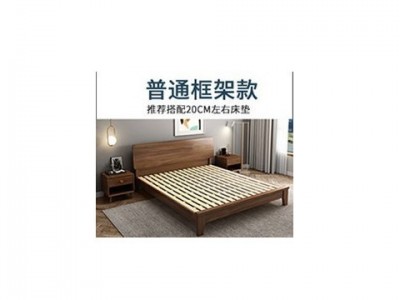胡桃木北欧实木床主卧1.8米双人床次卧1.5m现代简约经济型家具图1