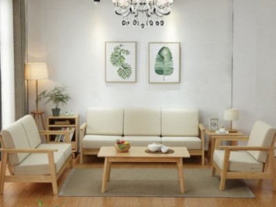 沙发北欧简约现代布艺客厅小户型实木单人椅子卧室双人简易出租房