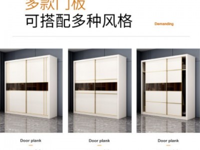 实木多层板轻奢网红衣柜推拉门卧室家用现代简约生态多层板大柜子图3