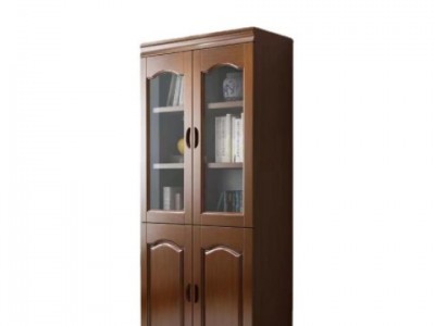 实木书柜现代中式带钢化玻璃二门三门自由组合组装文件收纳储物柜