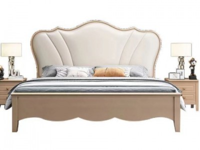 美式轻奢实木床现代简约皮床主卧1.8米双人床1.5米欧式软靠公主床