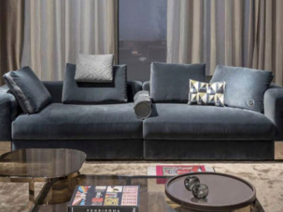 意大利品牌FD原版复刻家具客厅意式别墅大平层磨砂布艺沙发轻奢