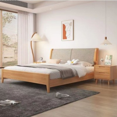 北欧实木床现代简约1.5米主卧软靠双人1.8m高箱储物收纳大床家具