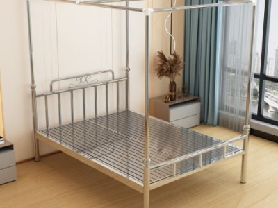 304加厚不锈钢床1.5米1.8单人双人床简约现代床架黑白床铁艺床铺