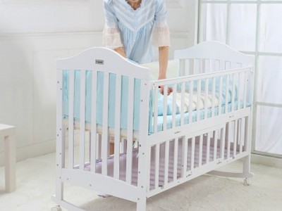 hapair婴儿床实木欧式功能儿童0-3岁宝宝新生儿摇篮白色拼接大床图2
