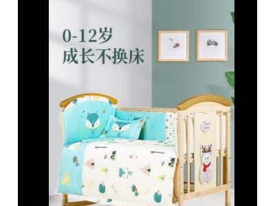 婴儿床批发实木无漆多功能欧式新生儿宝宝摇篮拼接带滚轮儿童小床图2