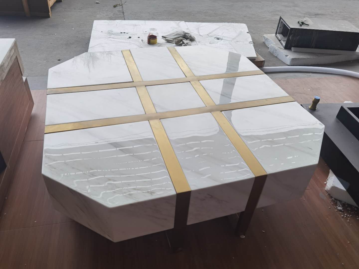 天然石茶几 轻奢茶几五金茶几客厅茶几别墅茶几茶几白色茶几示例图1