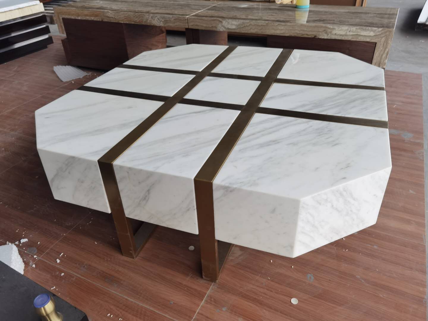 天然石茶几 轻奢茶几五金茶几客厅茶几别墅茶几茶几白色茶几示例图3