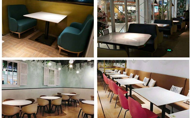 厂家直销肯德基食堂不锈钢桌椅组合餐厅咖啡厅甜品屋桌椅休闲圆桌示例图6