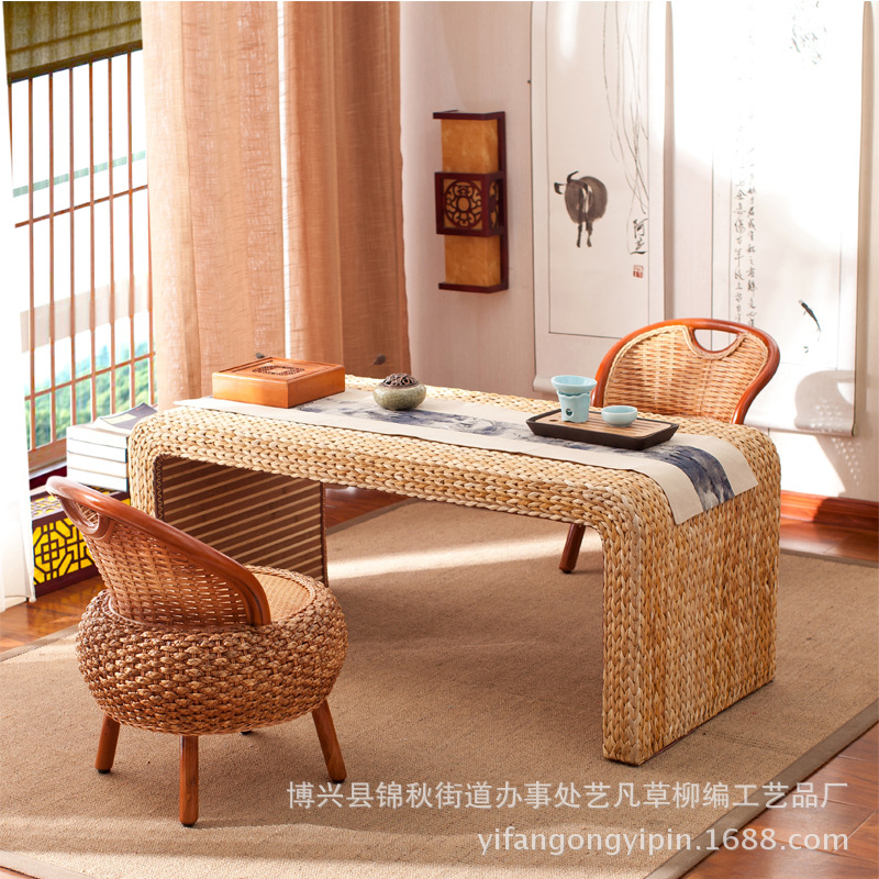 炕桌飘窗桌榻榻米茶几日式阳台茶几手工编织飘窗桌子小茶几矮桌示例图18
