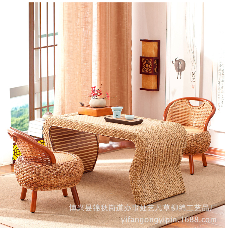 炕桌飘窗桌榻榻米茶几日式阳台茶几手工编织飘窗桌子小茶几矮桌示例图13