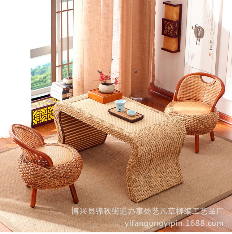 炕桌飘窗桌榻榻米茶几日式阳台茶几手工编织飘窗桌子小茶几矮桌示例图14