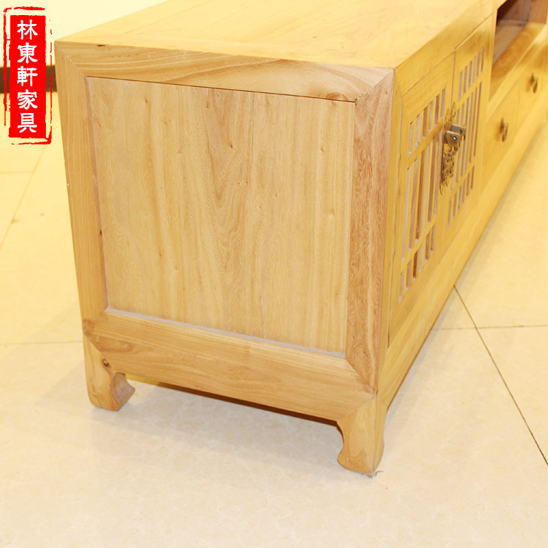 厂家批发老榆木电视柜现代新中式免漆视听柜简约全实木客厅地柜子示例图7