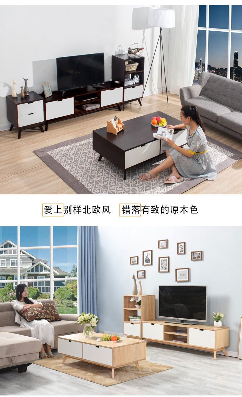 北欧简约现代实木欧式茶几电视柜组合套装家具小茶桌客厅沙发边桌示例图2