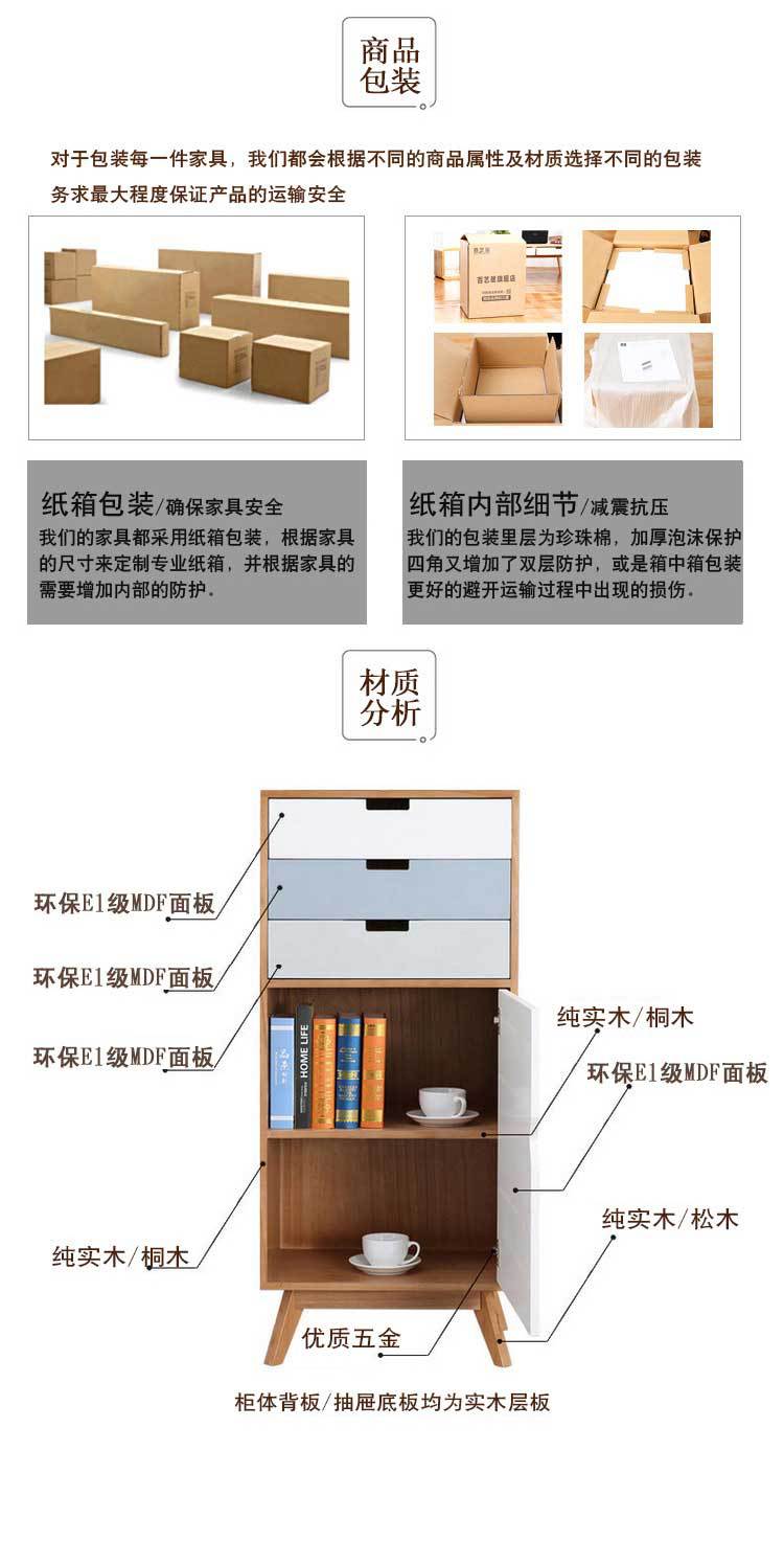 现代简约北欧实木边柜储物收纳抽屉斗柜小柜子电视柜组合厂家直销示例图10