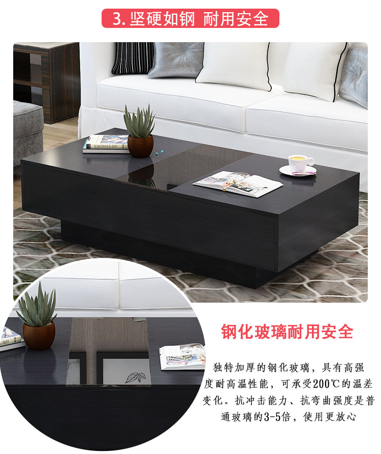 现代简约黑色橡木茶几电视柜北欧小户型客厅家具地柜多功能示例图13