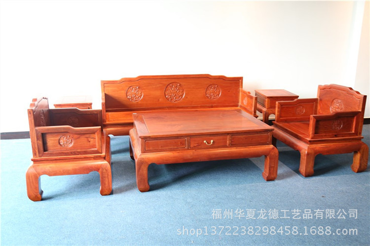 红木家具缅甸花梨罗汉床沙发六件套大果紫檀实木中式古典客厅沙发示例图9