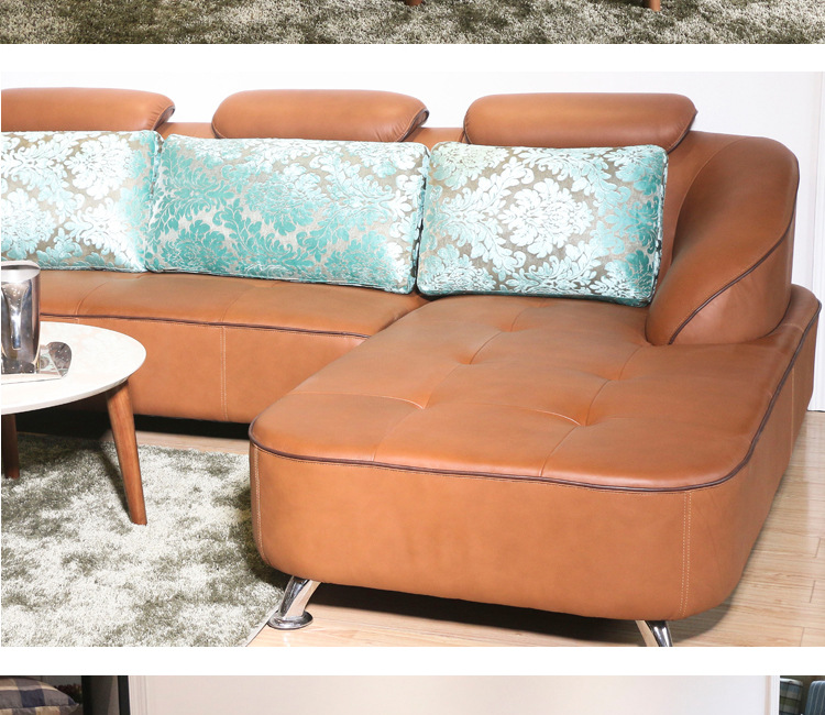 真皮沙发 头层牛皮沙发简约整装现代客厅大户型组合皮艺沙发示例图4