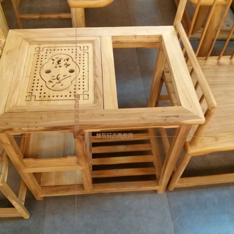 厂家批发老榆木茶台现代中式家具功夫小茶桌茶艺茶几实木茶道桌子示例图6
