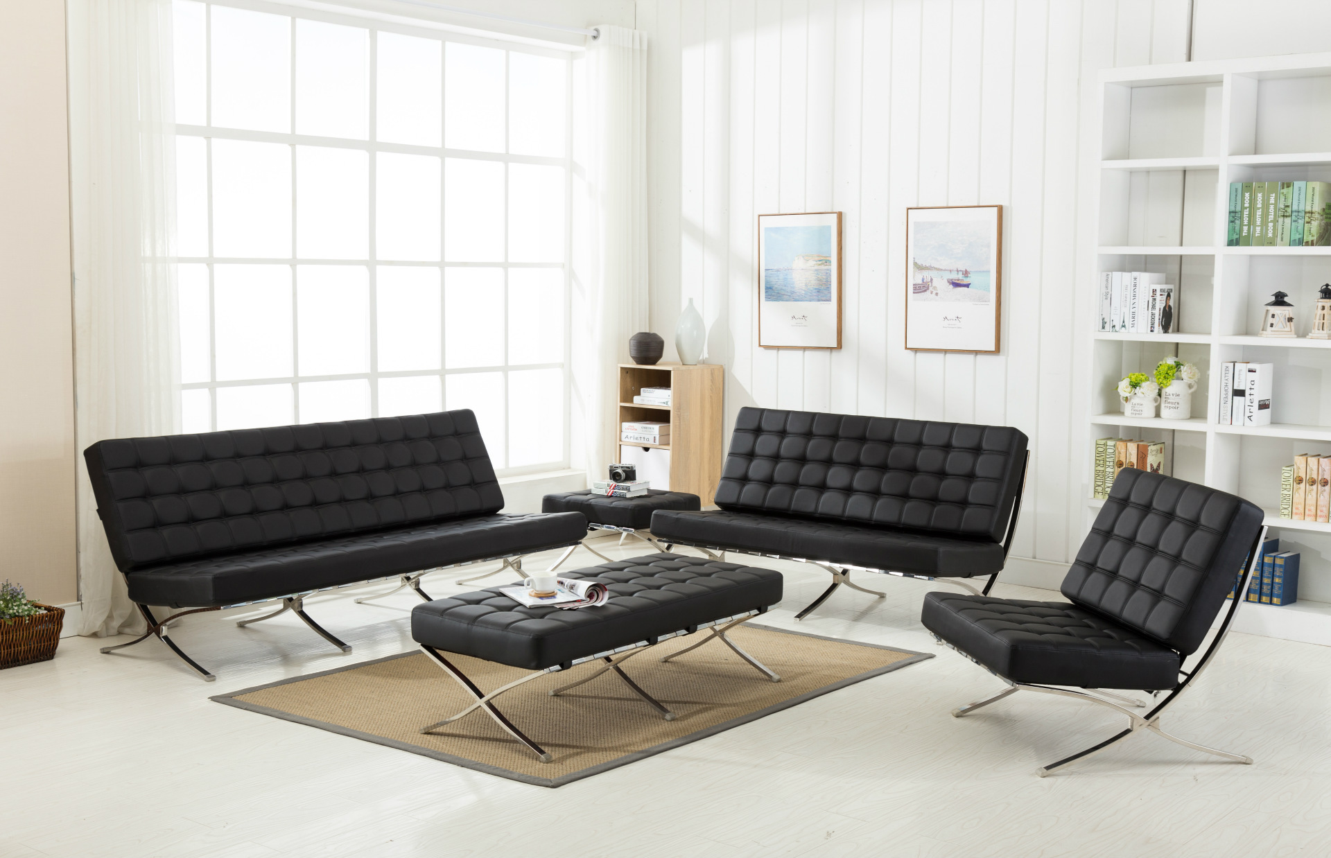 巴塞罗那沙发 休闲椅 沙发不锈钢架子办公沙发 休闲沙发示例图2