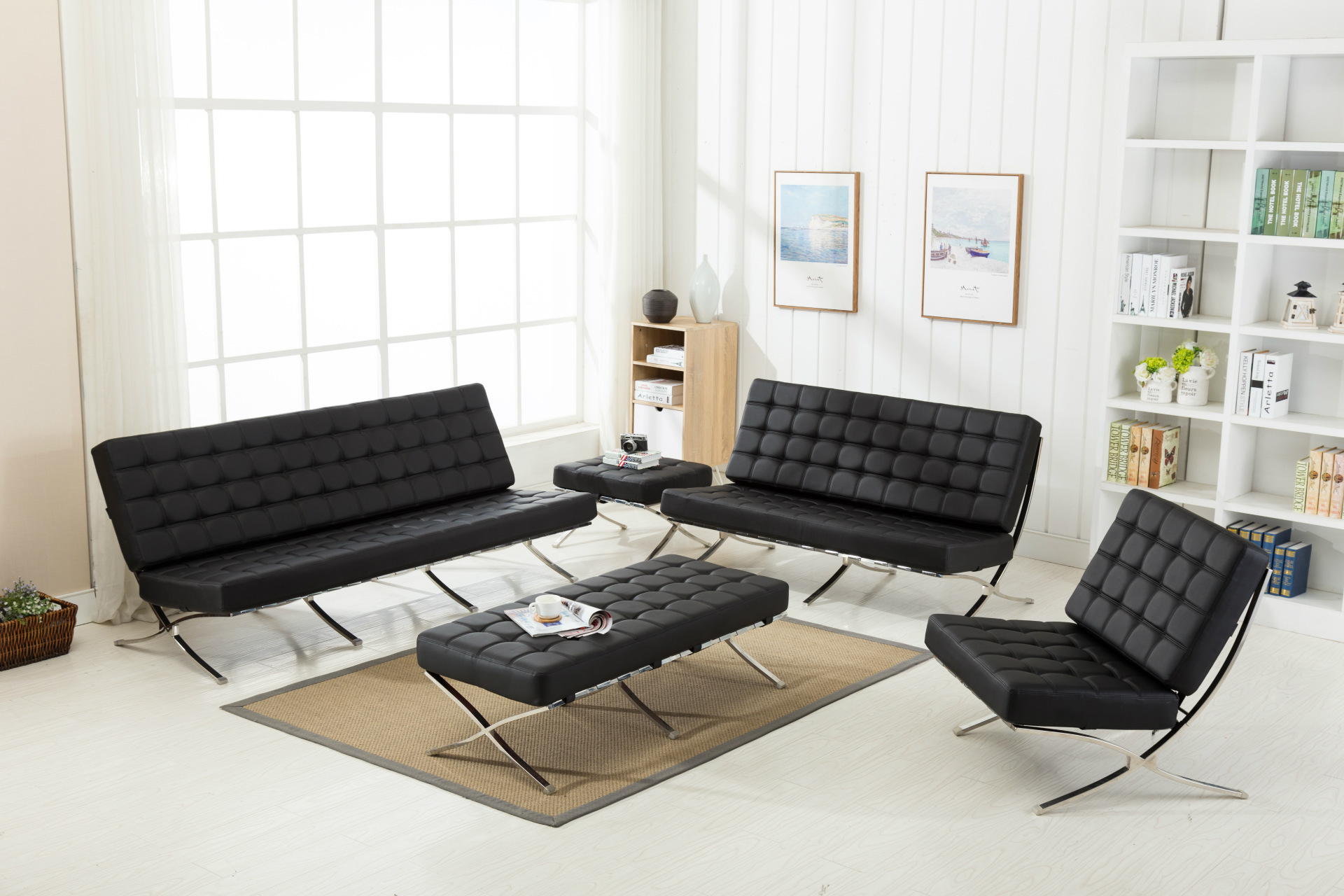 巴塞罗那沙发 休闲椅 沙发不锈钢架子办公沙发 休闲沙发示例图3