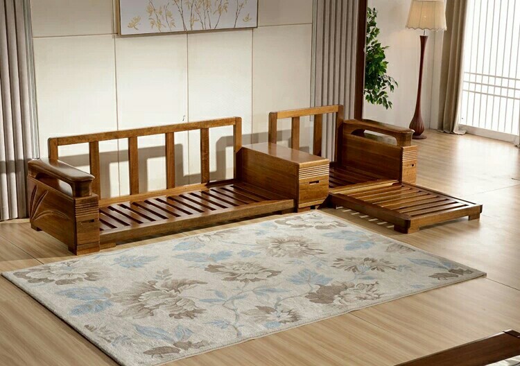 特价胡桃木沙发全纯实木沙发中式木架沙发L型转角贵妃布艺沙发示例图5