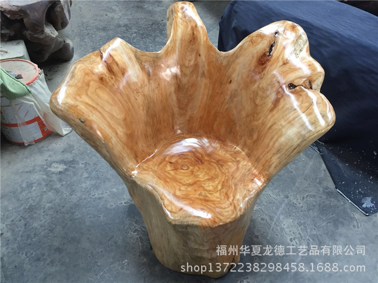 根雕茶几配套椅子原木天然整体树头杉木靠背椅茶桌实木主人位转椅示例图11