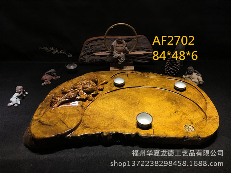 缅甸金丝楠木根雕茶盘天然实木整块干泡茶海原木简约功夫茶几批发示例图28