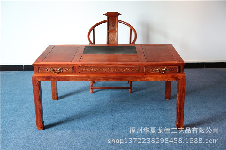 红木家具缅甸花梨富贵茶桌七件套大果紫檀实木中式泡茶几功夫茶台示例图9