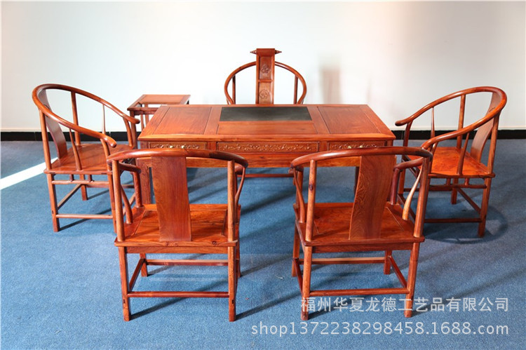 红木家具缅甸花梨富贵茶桌七件套大果紫檀实木中式泡茶几功夫茶台示例图16