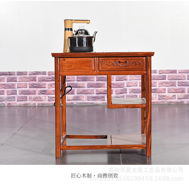 刺猬紫檀红木家具茶水柜子新中式客厅简易花梨木茶台多层移动茶几示例图5