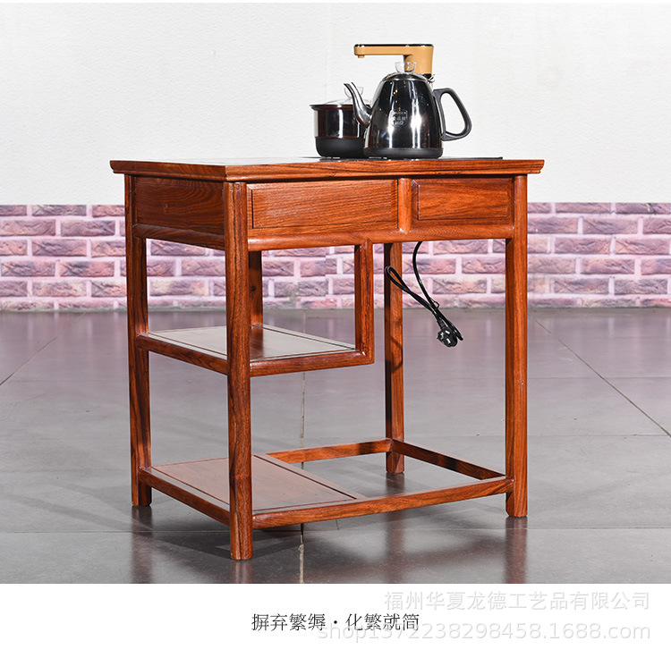 刺猬紫檀红木家具茶水柜子新中式客厅简易花梨木茶台多层移动茶几示例图6