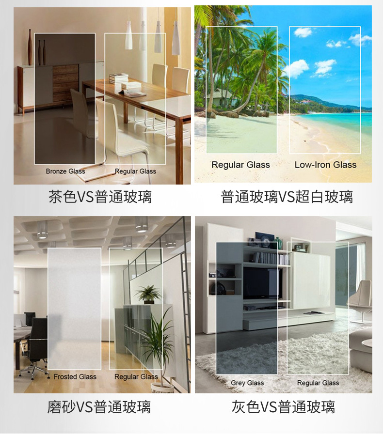 厂家直销长方形圆形异形茶几餐桌面台面板茶色灰色8-10mm钢化玻璃示例图9