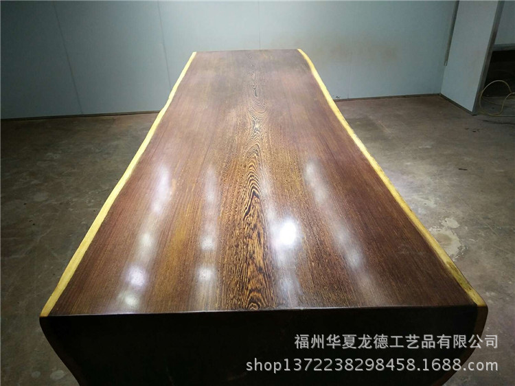 鸡翅木实木大板平桌原木天然整体桌办公桌一体接待茶桌茶几可定做示例图13