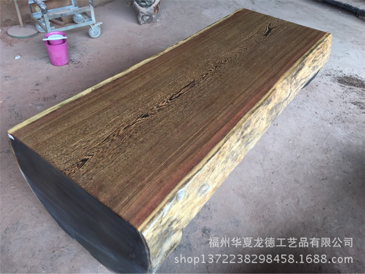 鸡翅木实木大板平桌原木天然整体桌办公桌一体接待茶桌茶几可定做示例图15