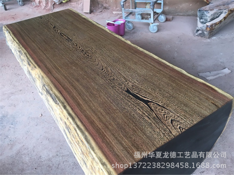 鸡翅木实木大板平桌原木天然整体桌办公桌一体接待茶桌茶几可定做示例图23