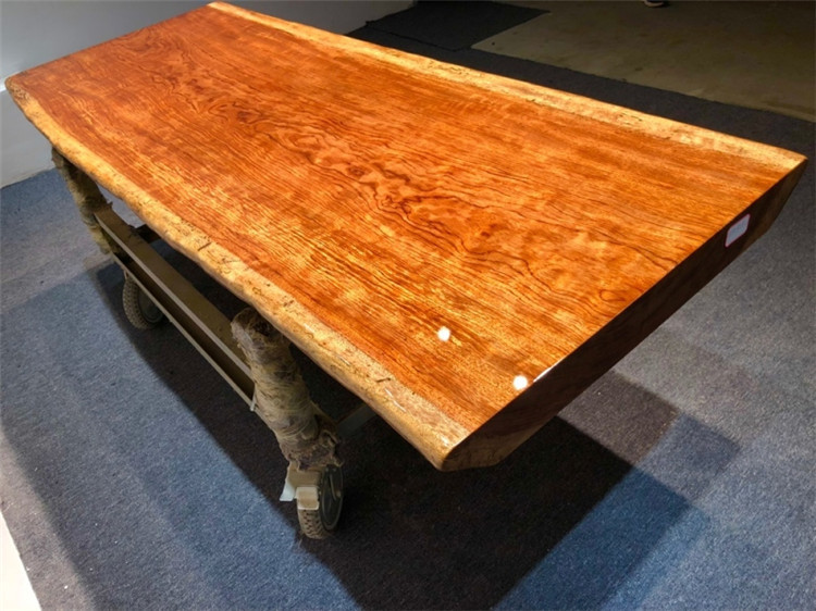 巴花实木大板桌功夫泡茶桌茶台自然边简约原木茶几现货216-83-10示例图19