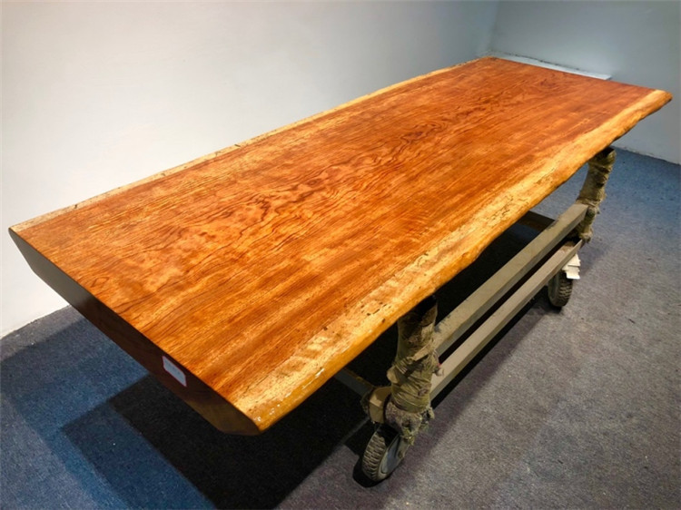 巴花实木大板桌功夫泡茶桌茶台自然边简约原木茶几现货216-83-10示例图14