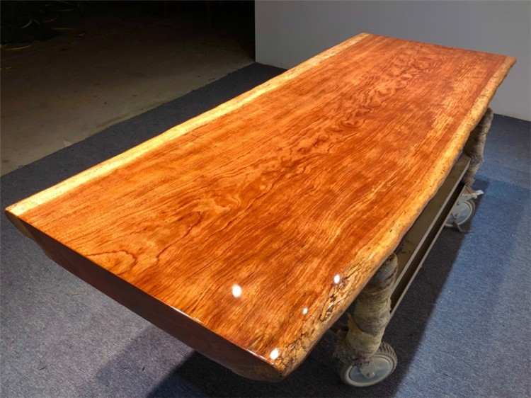 巴花实木大板桌功夫泡茶桌茶台自然边简约原木茶几现货216-83-10示例图20