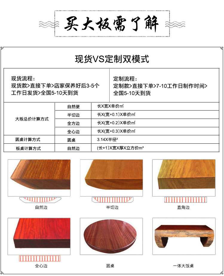 巴花实木大板餐桌自然边原木大板茶桌茶台功夫茶几现货190-98-10示例图24