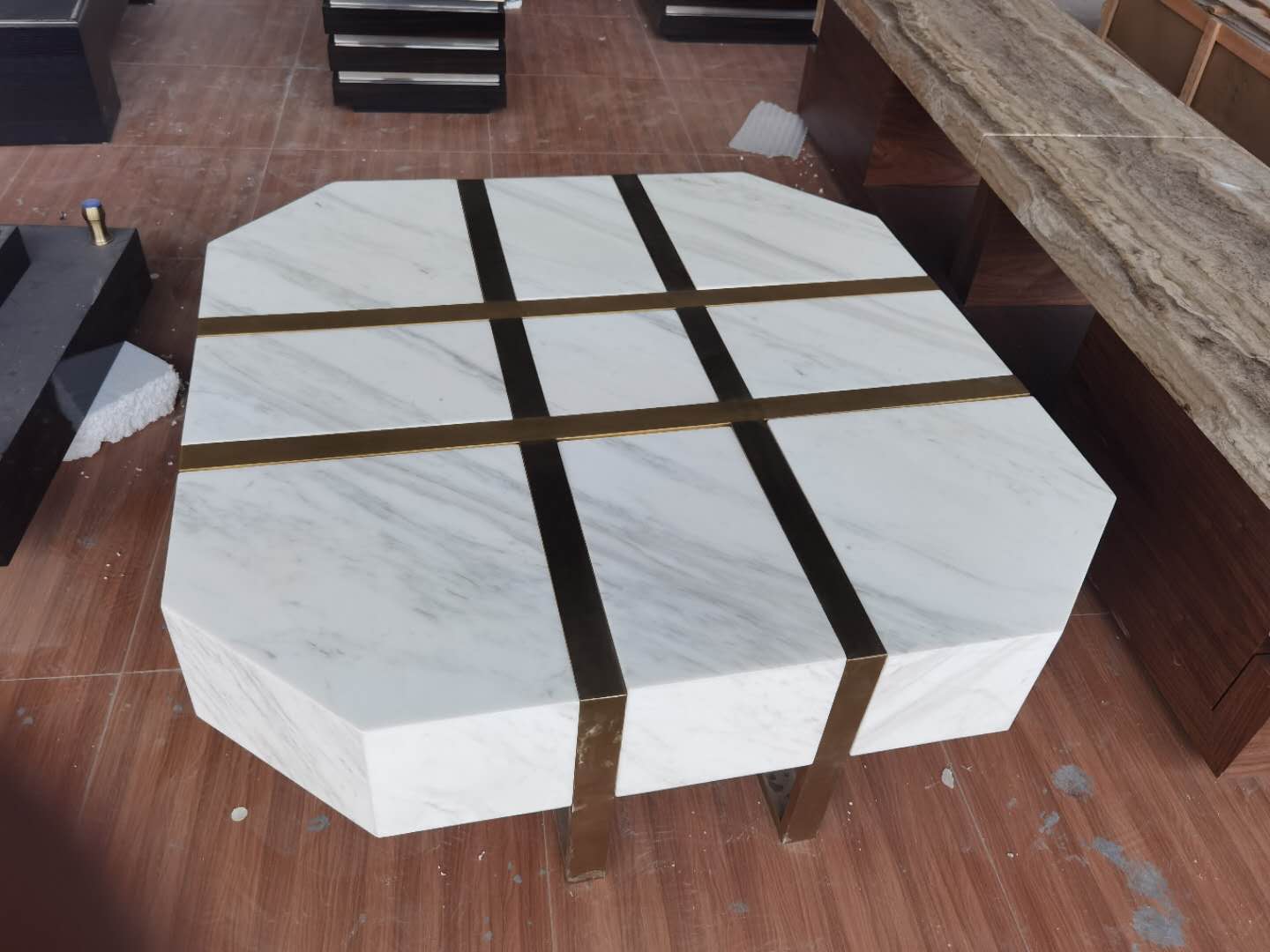 天然石茶几 轻奢茶几五金茶几客厅茶几别墅茶几茶几白色茶几示例图6