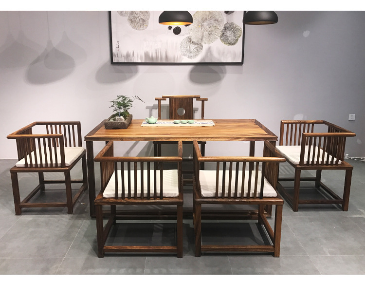 现代简约实木茶桌椅组合新中式茶桌 胡桃木功夫茶几茶台免漆家具示例图18