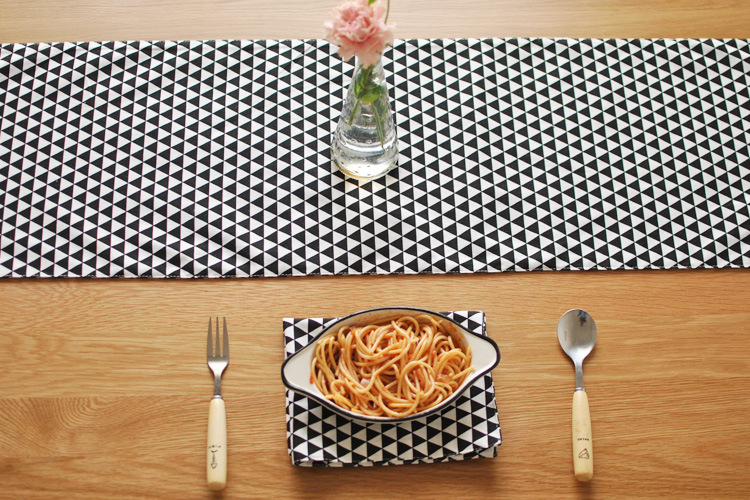 北欧简约现代几何桌旗 黑色三角餐旗茶几旗盖布家居布艺床旗示例图11